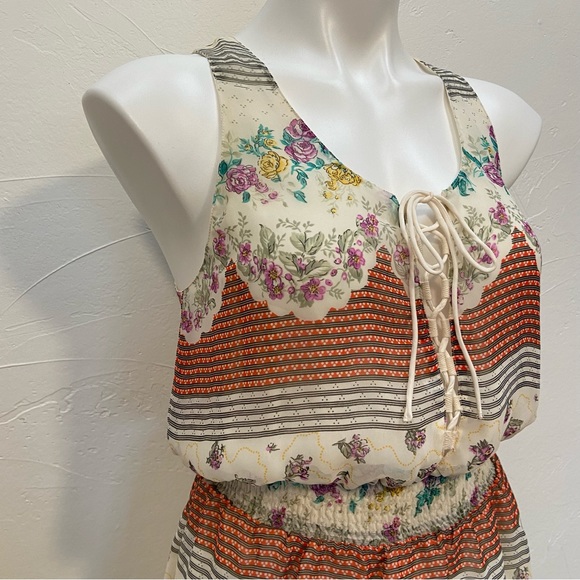 FREE PEOPLE FALLING FOR GEORGETTE BOHEMIAN CHIFFON FLORAL MINI DRESS - Picture 8 of 16